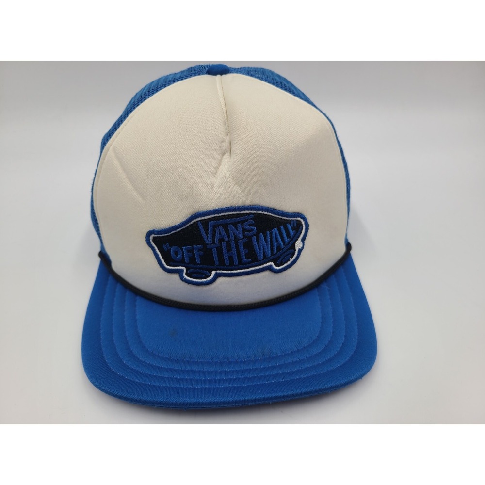 Vans Off The‎ Wall Mesh Trucker Snapback Hat Cap Skate Surf Men Women White Blue